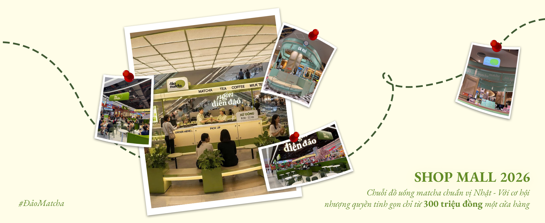 Đảo Matcha Shop Mall 2026 - chuỗi đồ uống matcha chuẩn vị Nhật, nhượng quyền tinh gọn từ 300 triệu đồng một cửa hàng